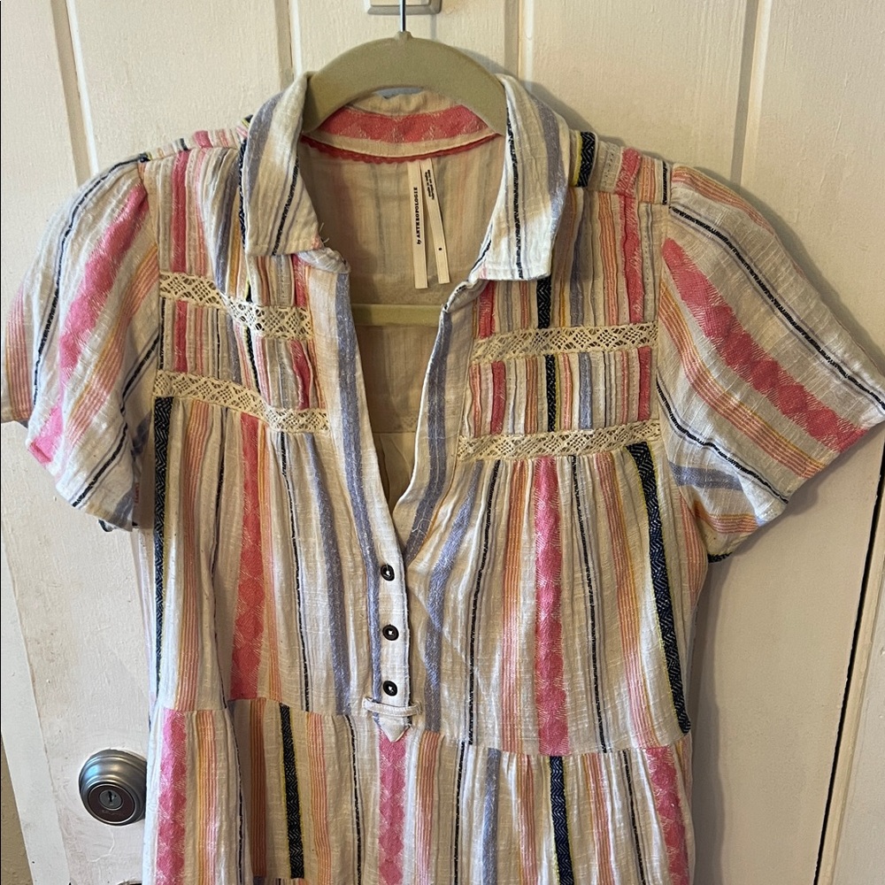 Anthropologie Pink and Cream dress